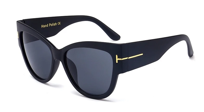 Большая оправа кошачий глаз солнцезащитные очки для мужчин и женщин Модные Оттенки UV400 Винтажные Очки 47258 - Цвет линз: Matte Black