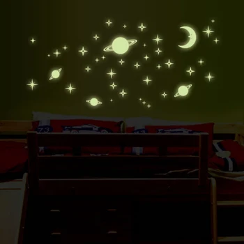 

1 Set New Fluorescent Stars Sticker Glow In The Dark Luminous Planets Wall Stickers Kids Baby Room Decoration