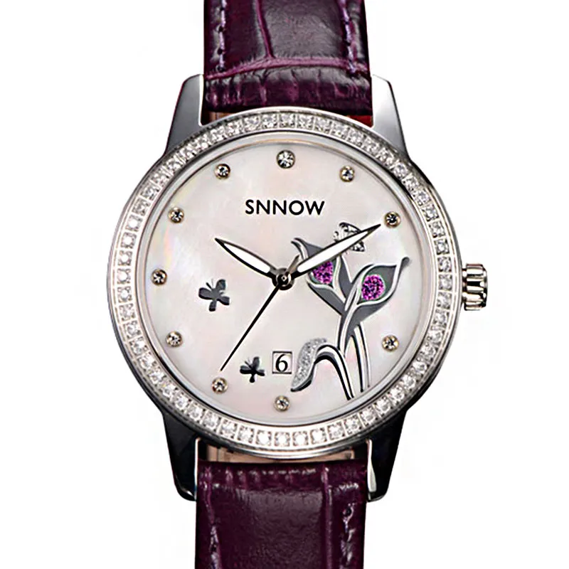 CASIMA SNNOW series Fashion watches women Luxury Elegant quartz watches Waterproof luminous leather calendar leisure 6601