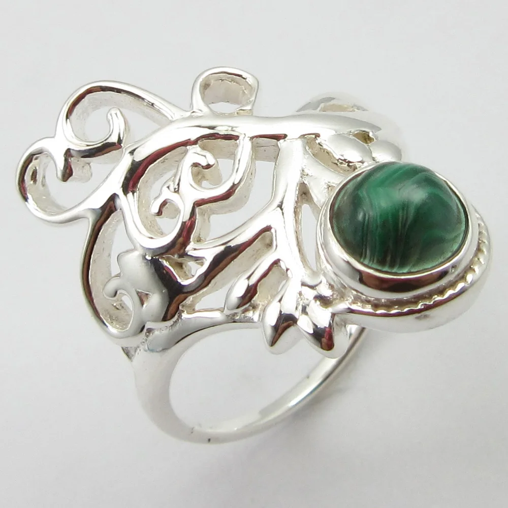 

Solid Silver Malachite Ring Sz 6.75 Women Jewelry Unique Designed