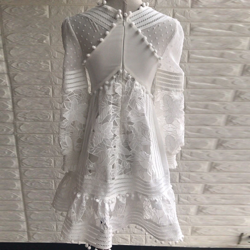 Сексуальное открытое лоскутное кружевное платье Новое поступление белое кружевное цветочное свободное Кружевное Платье милое бальное пляжное платье