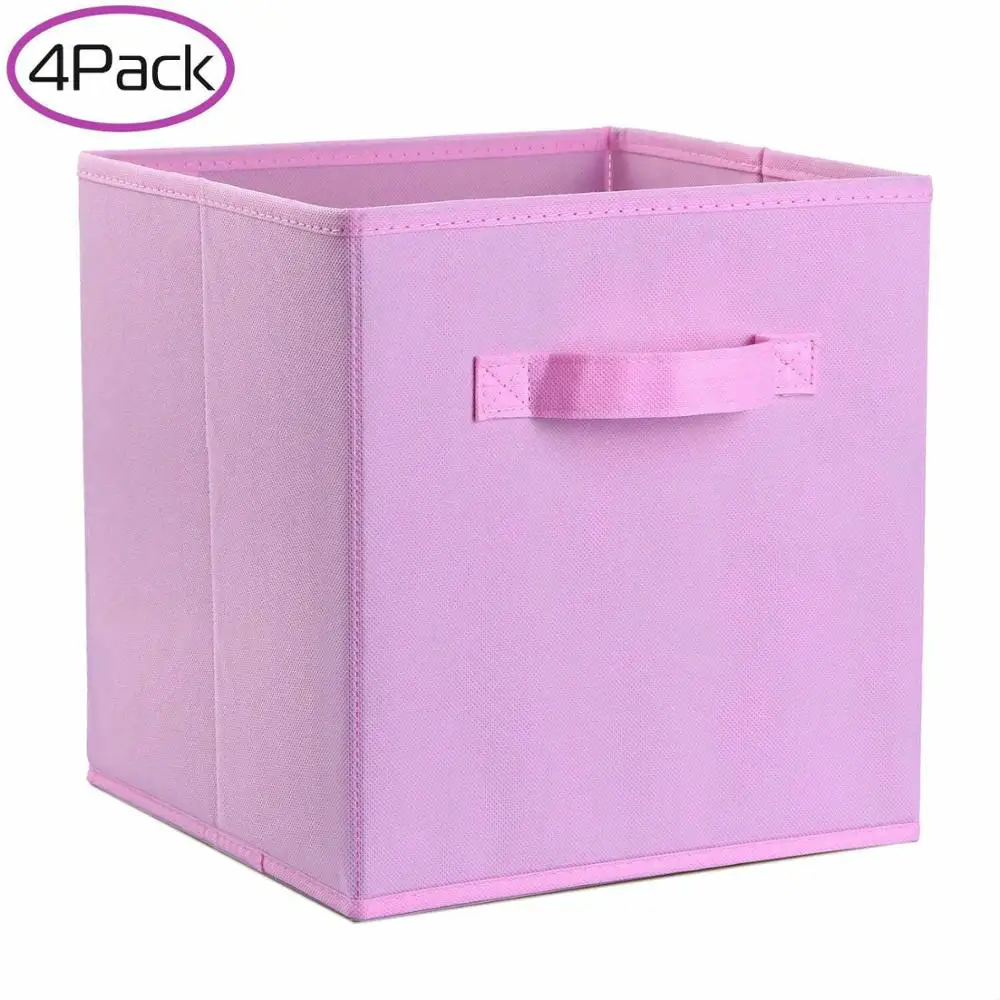 4 шт. в упаковке, складная коробка для хранения, кубические ящики, салфетки, шкаф, органайзер, корзина, полки, коробка для одежды, игрушек, книг, шкаф, 4 цвета - Цвет: Pink