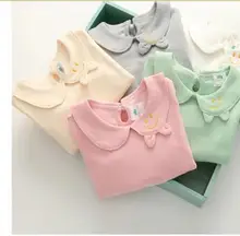 2016 spring&autumn girl’s Long Sleeve cotton shirt o-neck Bow knot blouse sweet little girl’s blouse rose pink red 2-6 Years