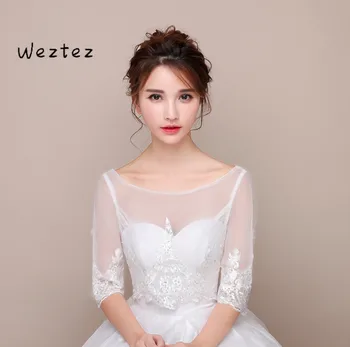

New Wedding Shawl Veil Bride Wedding Dress Small Jacket With Sleeve Perspective Wedding Accessories PJ22