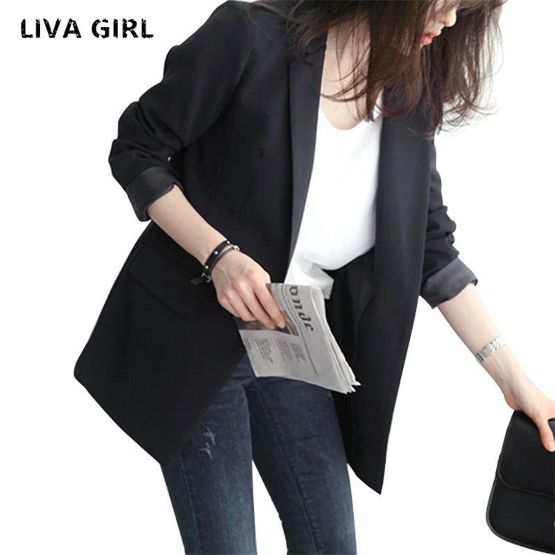 Liva girl Новая мода дизайнерский Блейзер Женский двубортный пиджак с металлическими кнопками в форме льва Размер S-3XL размера плюс - Цвет: black