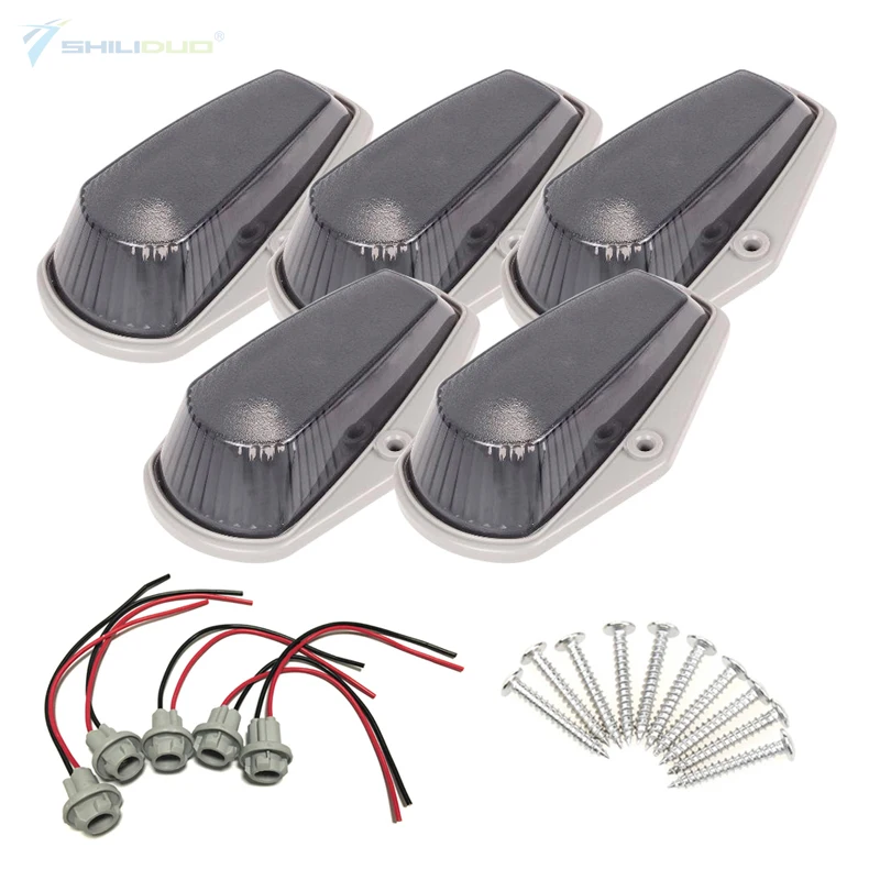 5)car covers Roof Running Clearance Light Smoke Lens+Base Housing Top