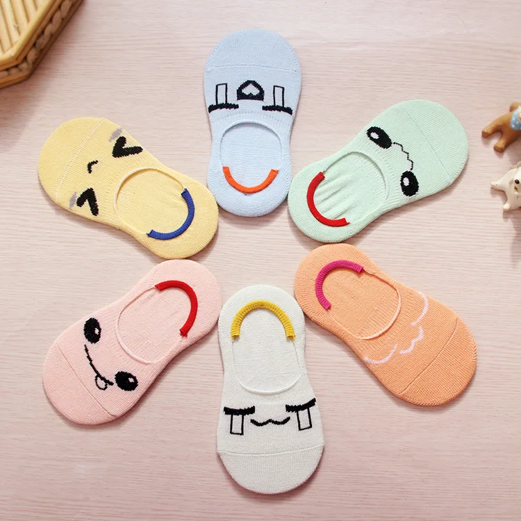 

2016 cartoon face baby kids ankle socks for girls boys sport short socks crew candy color children cotton sock meias 3-8y