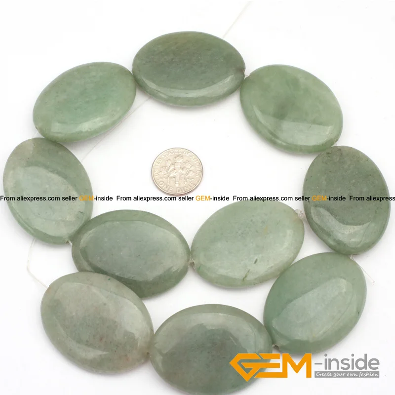

30x40mm Flat Olivary Oval Shape Natural Stone Beads For Jewelry Making Beads: Aventurine, Tiger Eye, Blue Sand Stone Strand 15