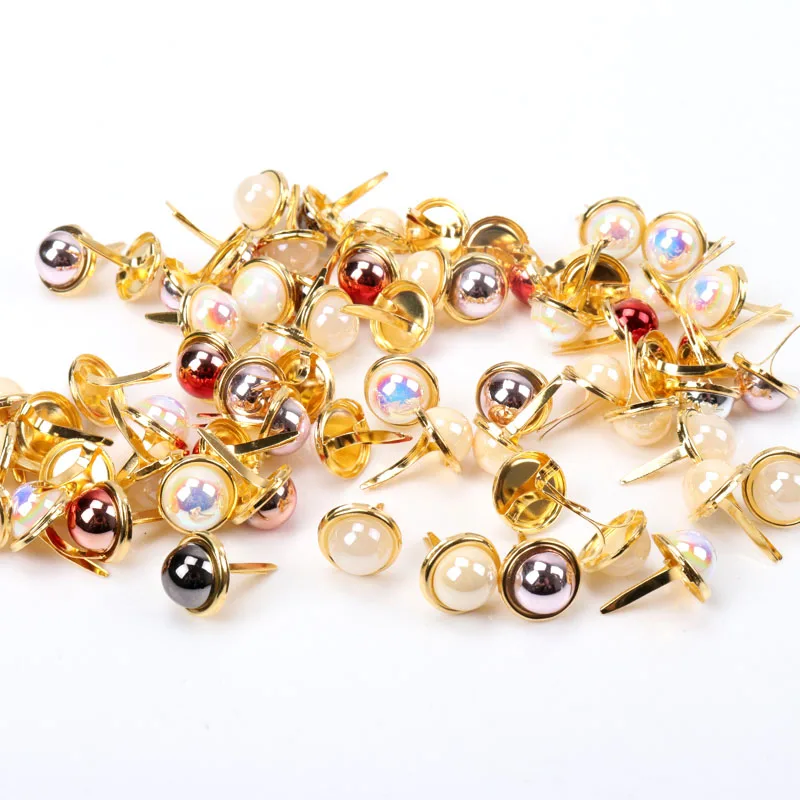 Description Picture 2 of itemDiy AB Pearl gold Round Brads Scrapbooking Embellishment Card Making DIY Home Craft Paper decoration 12mm 20pcs