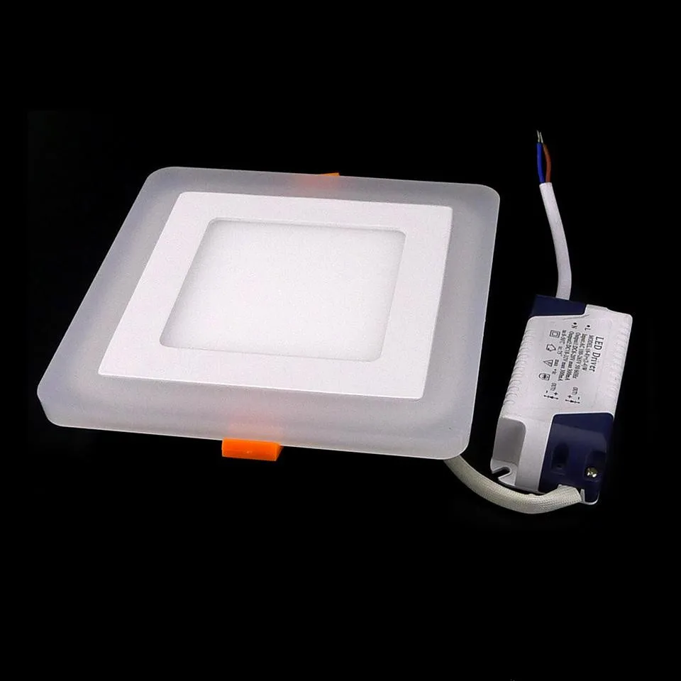  Double Color LED Ceiling Light 6W 9W 16W 24W Recessed Ceiling Lamp Round Square Panel Spot Light AC - 32918543530