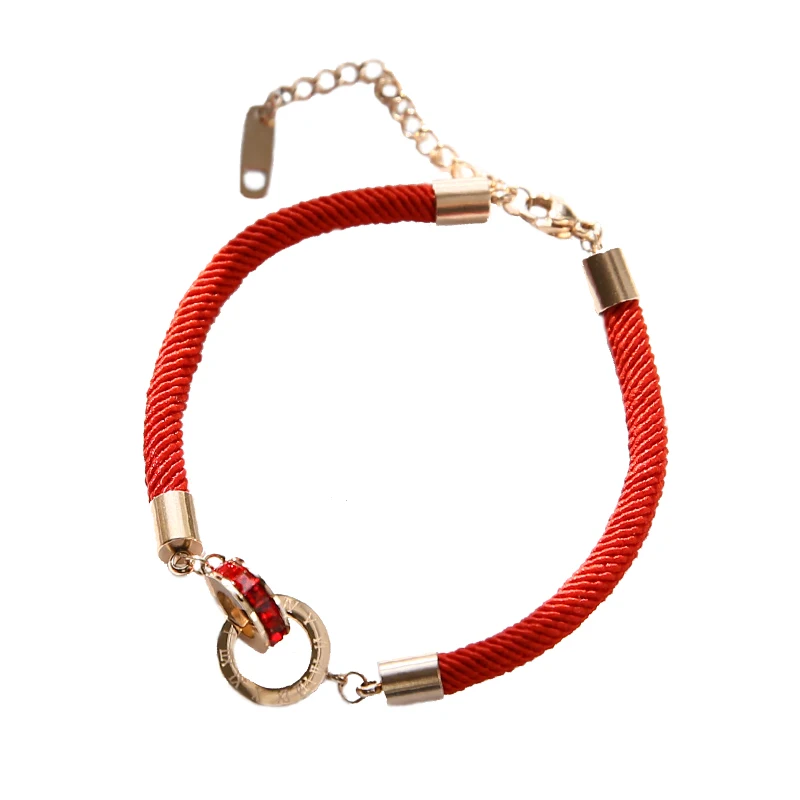 

2019 new luck red rope double circle zircon bracelet does not fade bangles bracelets Jewelry Accessories Wristlet Trinket love