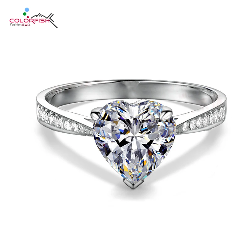 Женское кольцо косынка COLORFISH Hear Cut 1.25ct Настоящее серебро 925 пробы обручальное для
