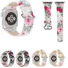 Цветочный кожаный ремешок для Apple Watch band 42 мм/38mm40 применяется к watch4 3 2 1 наручных браслетов с цветочным принтом