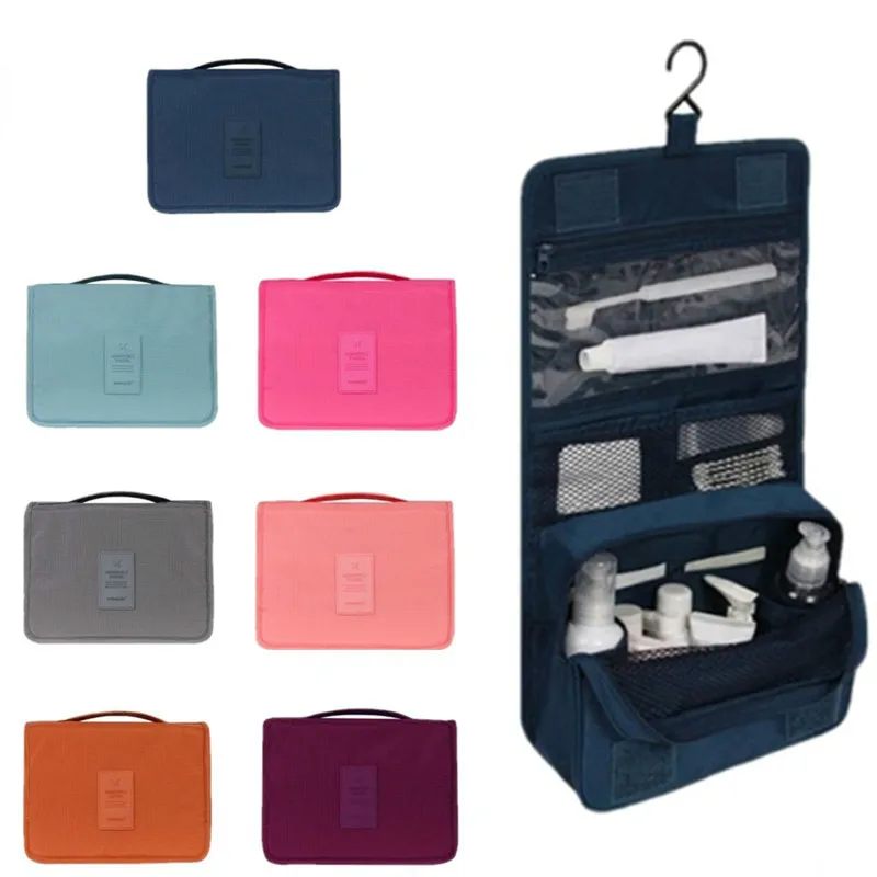 السفر النساء الرجال المحمولة حقيبة مستحضرات للتعليق البوليستر ارتفاع سعة حقيبة مستحضرات تجميل الضروريات مستحضرات التجميل للماء تخزين