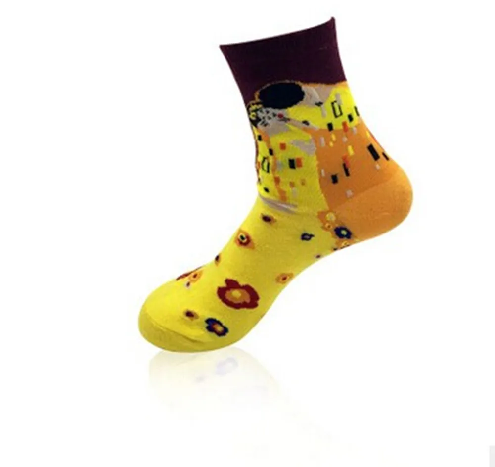 Новые художественные мужские и женские носки забавная Новинка Звездная ночь винтажные Ретро хлопковые носки - Цвет: Хаки