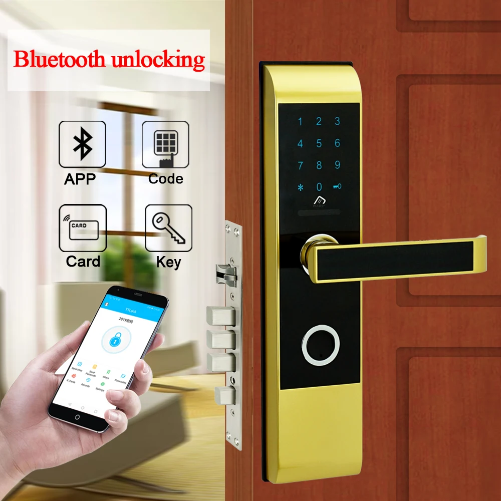 Security Smart Bluetooth Code Door Lock Keyless Digital Touch Screen Keypad Combination Door