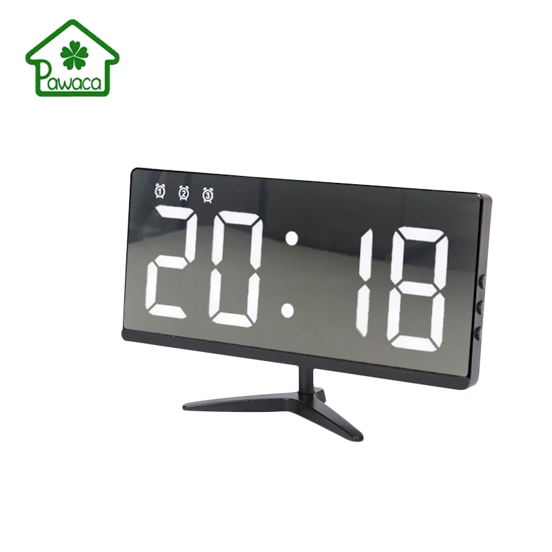 

LED 6.3 Inch Mirror Digital Alarm Clocks Borderless Snooze Display Time Night LCD With USB Spare Battery Digital Alarm Clock