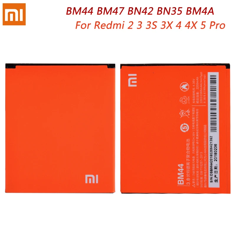 

BM44 BM47 BN42 BN35 BM4A Original Battery For Xiaomi Redmi 2 3 3S 4X 4 5 Pro Replacement Batteries High Capacity Bateria