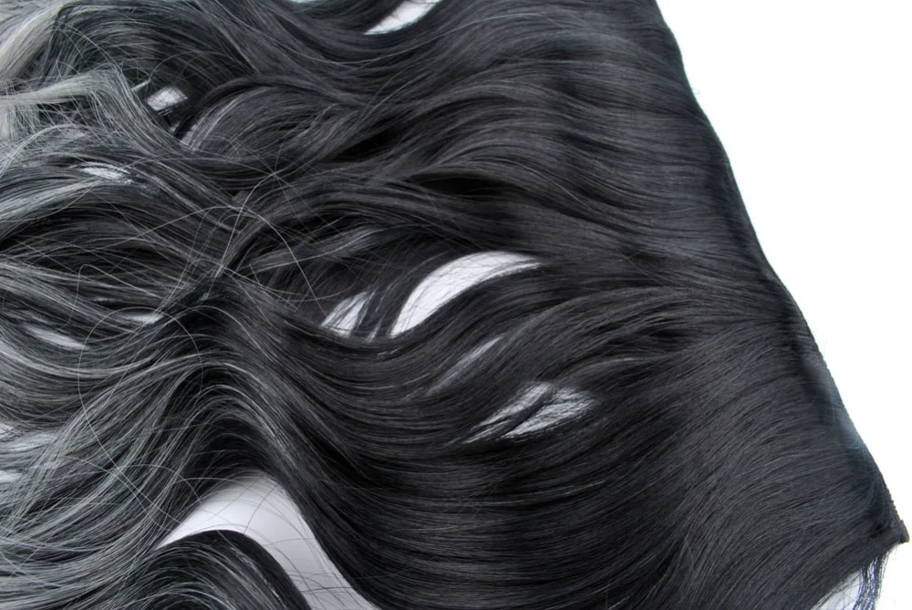 Paidian Curly Dyed Black To Silver Gray 27inch 150g Clip In Hair