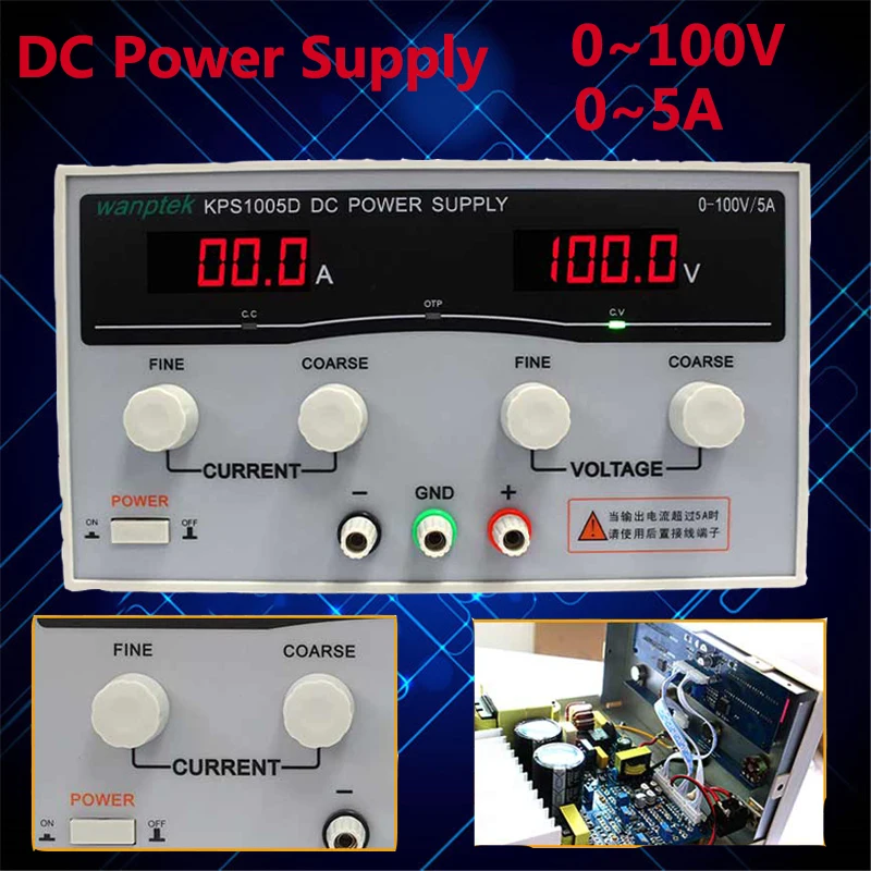 

KPS1005D Adjustable Digital DC Laboratory Switching Power Supply 100V 5A 0.1V 0.01A DC Power Supply