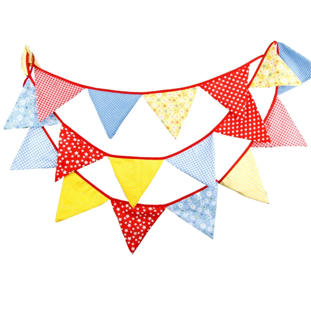 18Flags 4.3M Cotton Fabric Bunting Birthday Party Decoration Wedding
