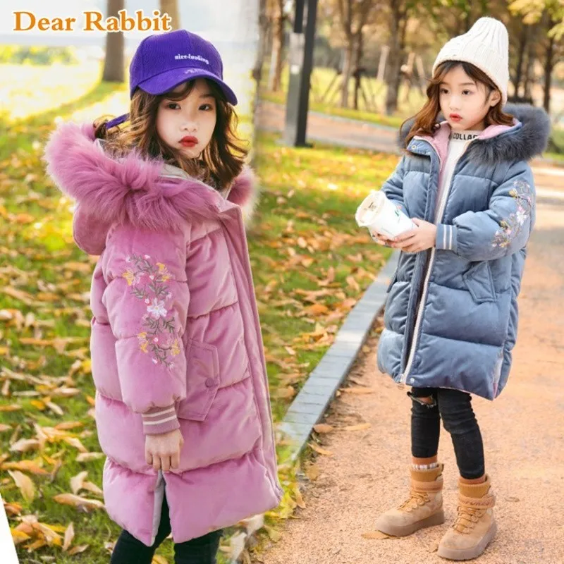 

-30 degree 2019 girls clothing winter jacket Thicken coat children kids velvet parka long snowsuit down cotton clothes hooded