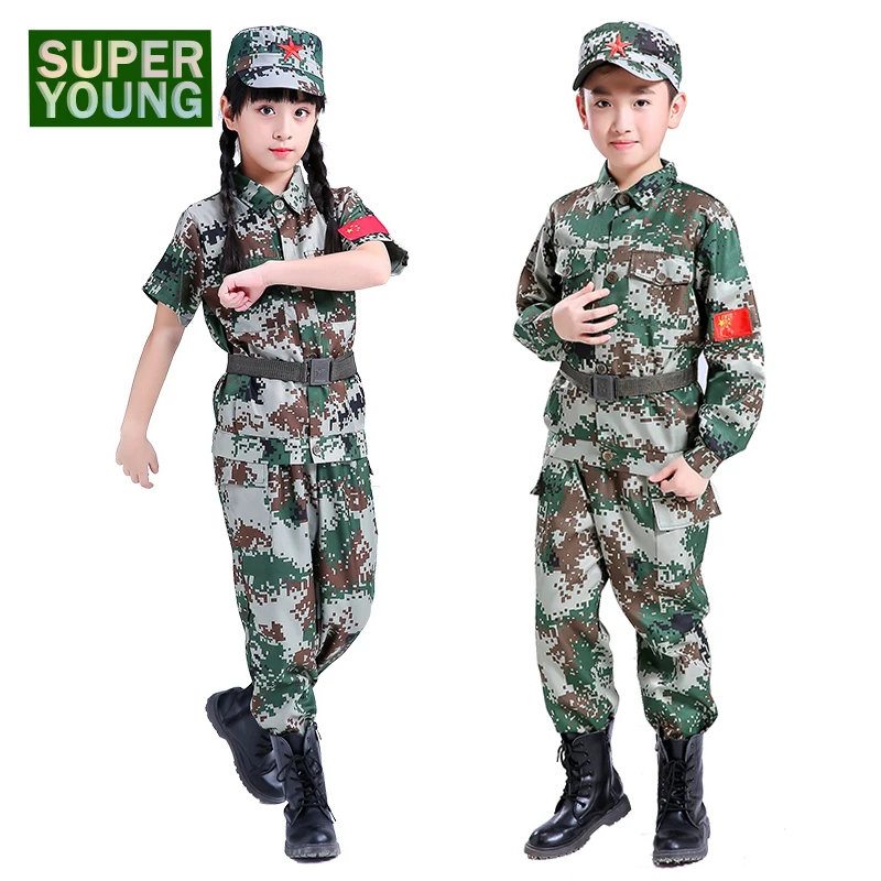 

Kids Military Police Uniform Hunting Clothes Children Camouflage Army Tactical Airsoft Sniper Clothing Sets Boys Jungle Jackets