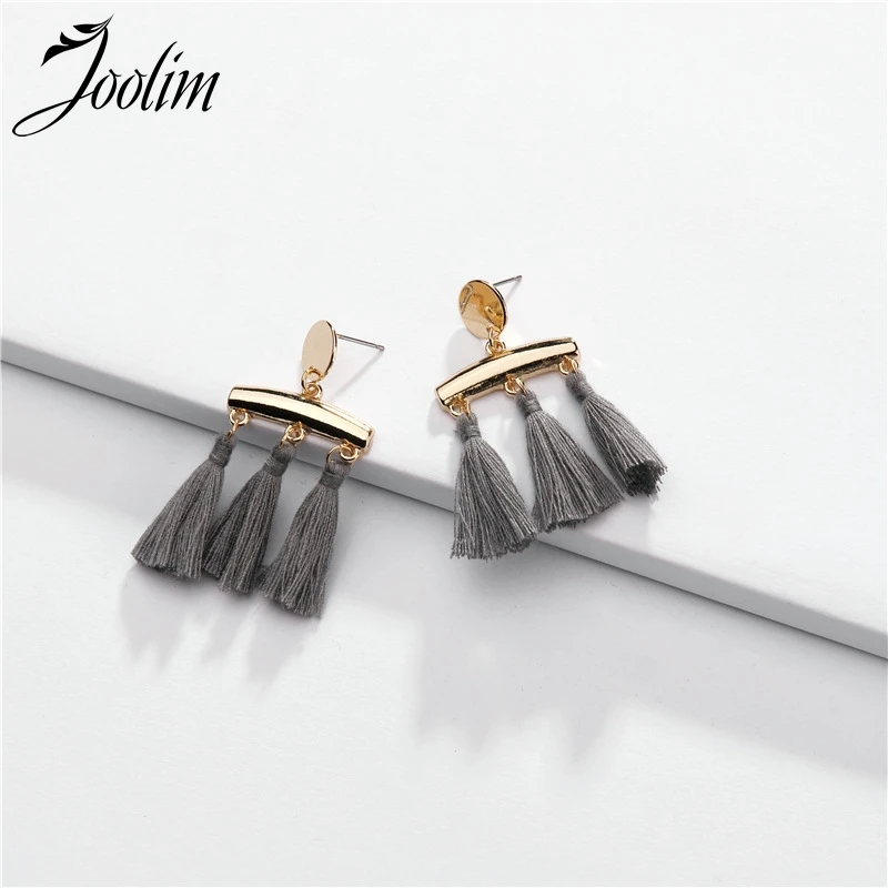 

Joolim Black Brown Gray Red Tassel Lamp Earrings for Women Trendy Earring For Wholesale