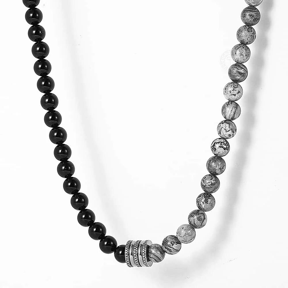 Натуральный тигровый глаз, ожерелье из камня и бисера для мужчин и женщин, застежка из нержавеющей стали, Очаровательное ожерелье из черного стекла LTNB001