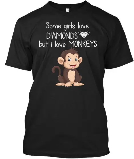 Популярная футболка с надписью «I Love Monkey Some» и бриллиантами для девочек