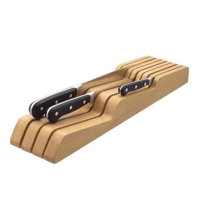 Solid wood knife holder kitchen knife storage rack horizontal wood