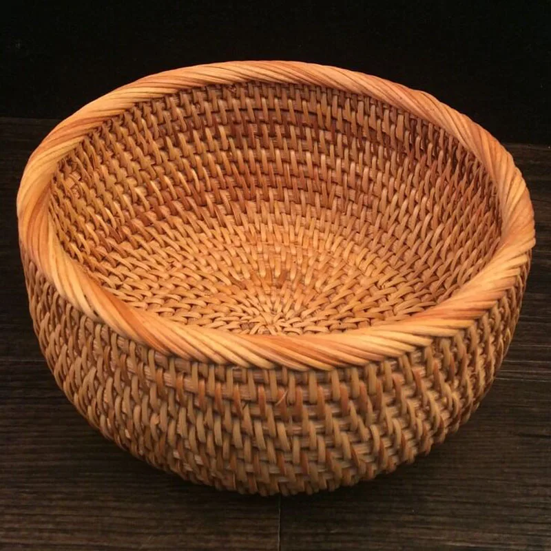 Home Organization rattan storage basket table rattan fruit basket handmade Candy snacks dried fruit nut bowls food sundries tray