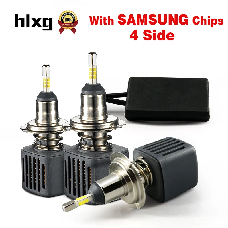 HLXG 2 шт Мини Размер H1 Светодиодные Автомобильные лампы 4 стороны с чипами SAMSUNG CSP