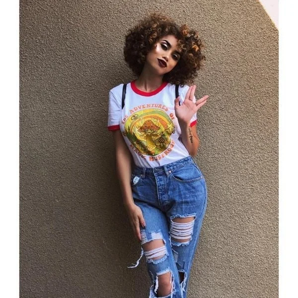 

HAHAYULE The Adventures Of Magic Mushroom Women Vintage Ringer T-Shirt Street Style Hipsters Graphic Tee Aesthetics Tops