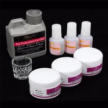 2017 42 Acrylic Nail Art Tips Powder Liquid Brush Glitter Clipper Primer File Set Kit nail art