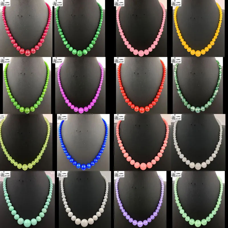 

Free shipping Fashion Jewelry Multicolor Jad Round Beads Necklace 18" WB633