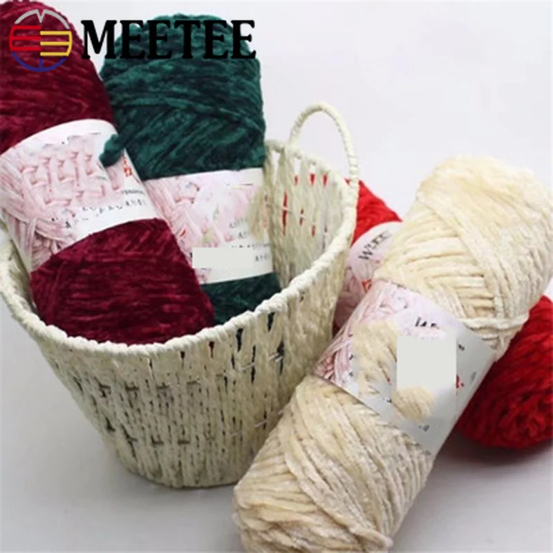 

Meetee 5pcs Chenille Gold Velvet Coral Velvet Hand-woven Yarn Hat Scarf Sweater Men and Women Bar Needle Thick Wool Coat BD209