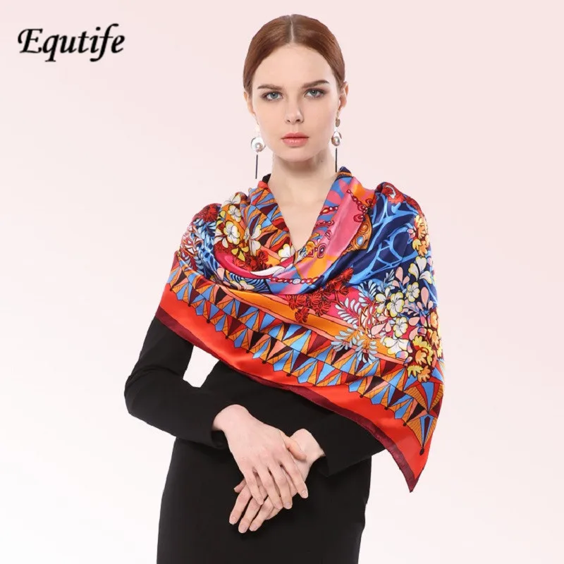 100 Pure Silk Brand Luxury Women Scarves Big Square Beautiful Scarf