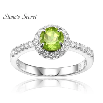 

6.0mm Round Gemstone Manchurian Peridot Solitaire Sterling Silver Ring Simple Style Woman At the Party Gifts SR053