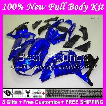 

Fairing Black flames For KAWASAKI NINJA ZX14R 12-14 ZZR1400 12 13 14 B322 blue black ZZR-1400 2012 2013 2014 ZZR 1400 +Decal