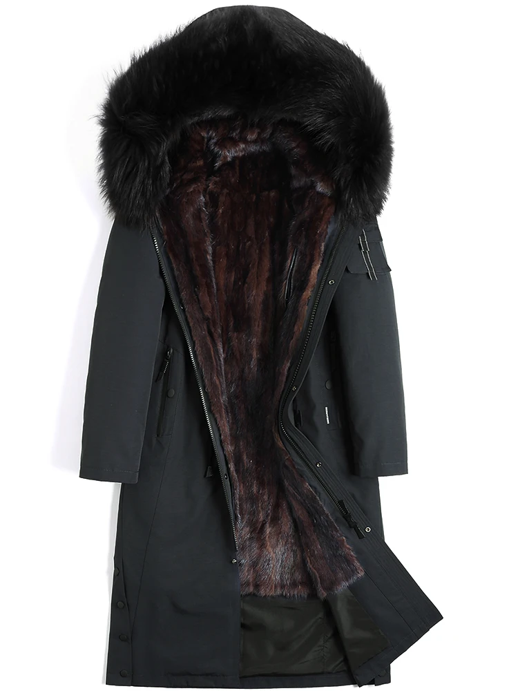 Мужская куртка норковая меховая подкладка мужская зимняя куртка с отделкой из меха Мужская норковая шуба модная теплая шуба