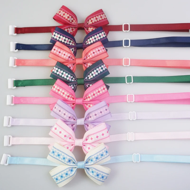 

Handmade Rhombic Gird Pattern Dog Bow Ties Polyester Neck Tie For Small Large Dogs Cats Pet Grooming Accessories 8 Colors
