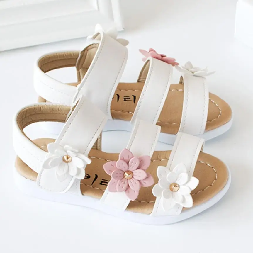 CHAMSGEND HOT Summer Kids Children spring Sandals Fashion Big Flower Girls Flat Pricness Shoes june 5 P30
