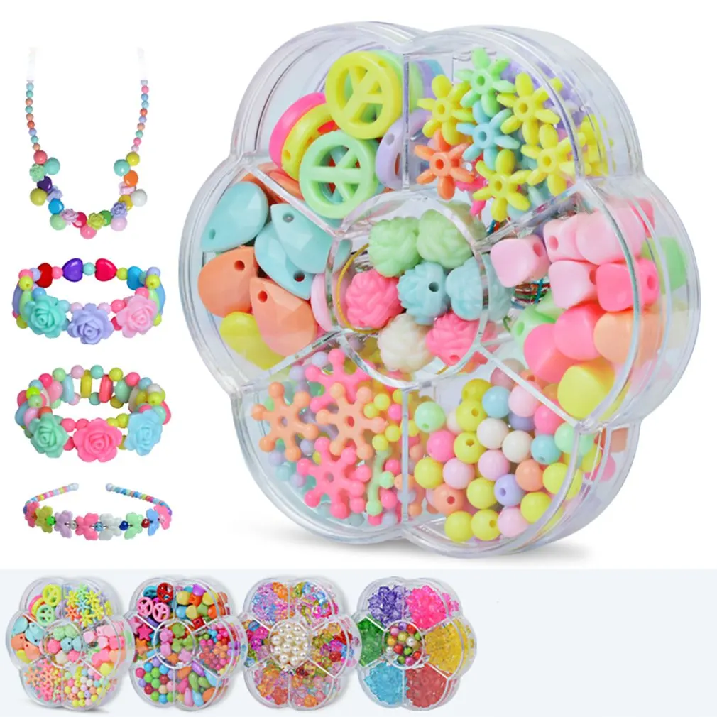 

7 Girds Kids Girls DIY Toys String Beads Set Brinquedo Necklace Handmade Bracelet Building Kit Make Up Intelligence Birthday Gi