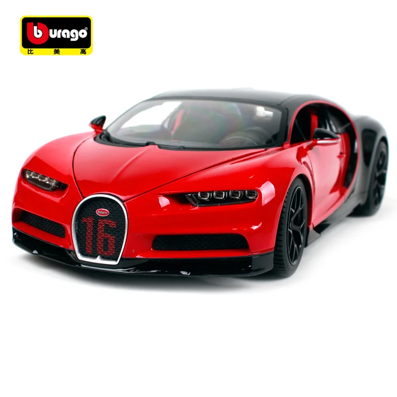 Bburago 1:18 2018 Bugatti Chiron спортивный черного и красного цвета модель полученная литьём