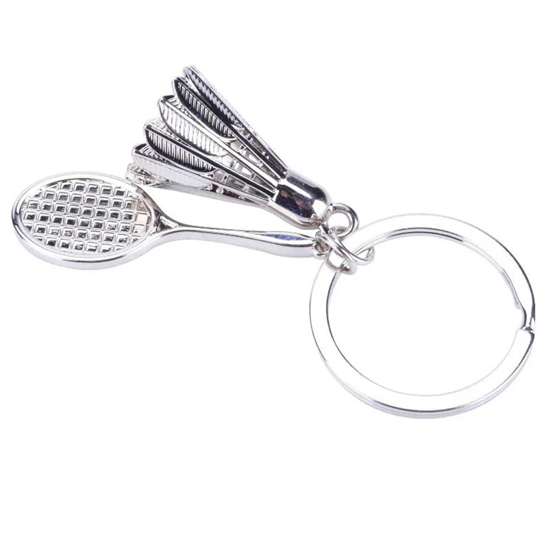 

3D Badminton Racket and Shuttlecock Pendant Keyring Keychain Key Ring key Chain Ring Holder Keyfob Organizer