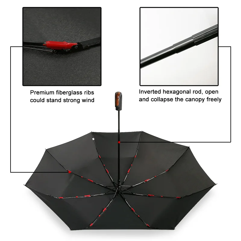 RST Классический английский стиль зонтик для мужчин Автоматический Сильный ветрозащитный 3 складной зонт от дождя бизнес мужской качественный зонтик