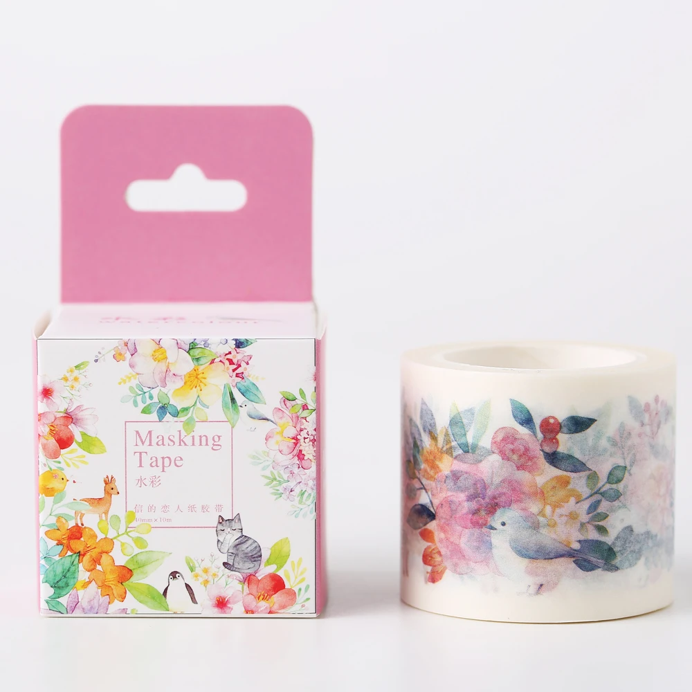 Buy 40mm Watercolor Flowers Cinta Adhesiva Decor
