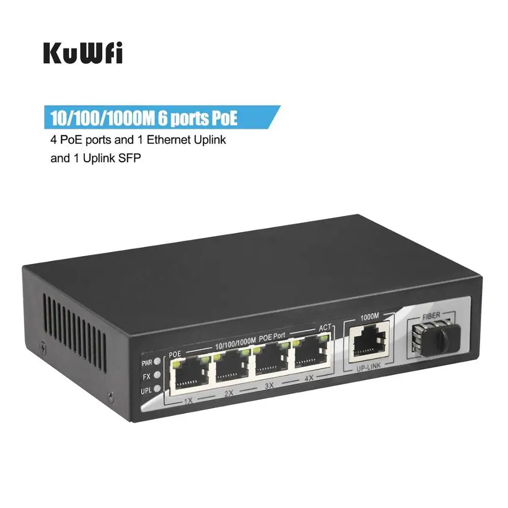 Сетевой коммутатор POE 1000 Мбит/с 6 портов гигабитный Ethernet 4*10/100/1000 порт 10 Гбит/с