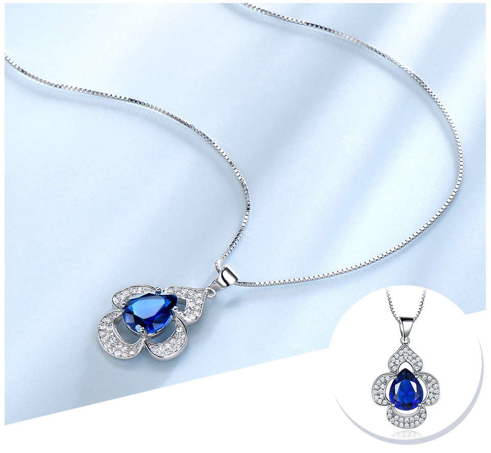 UMCHO-Blue Sapphire 925 sterling silver necklace for women EUJ090S-1 (5)